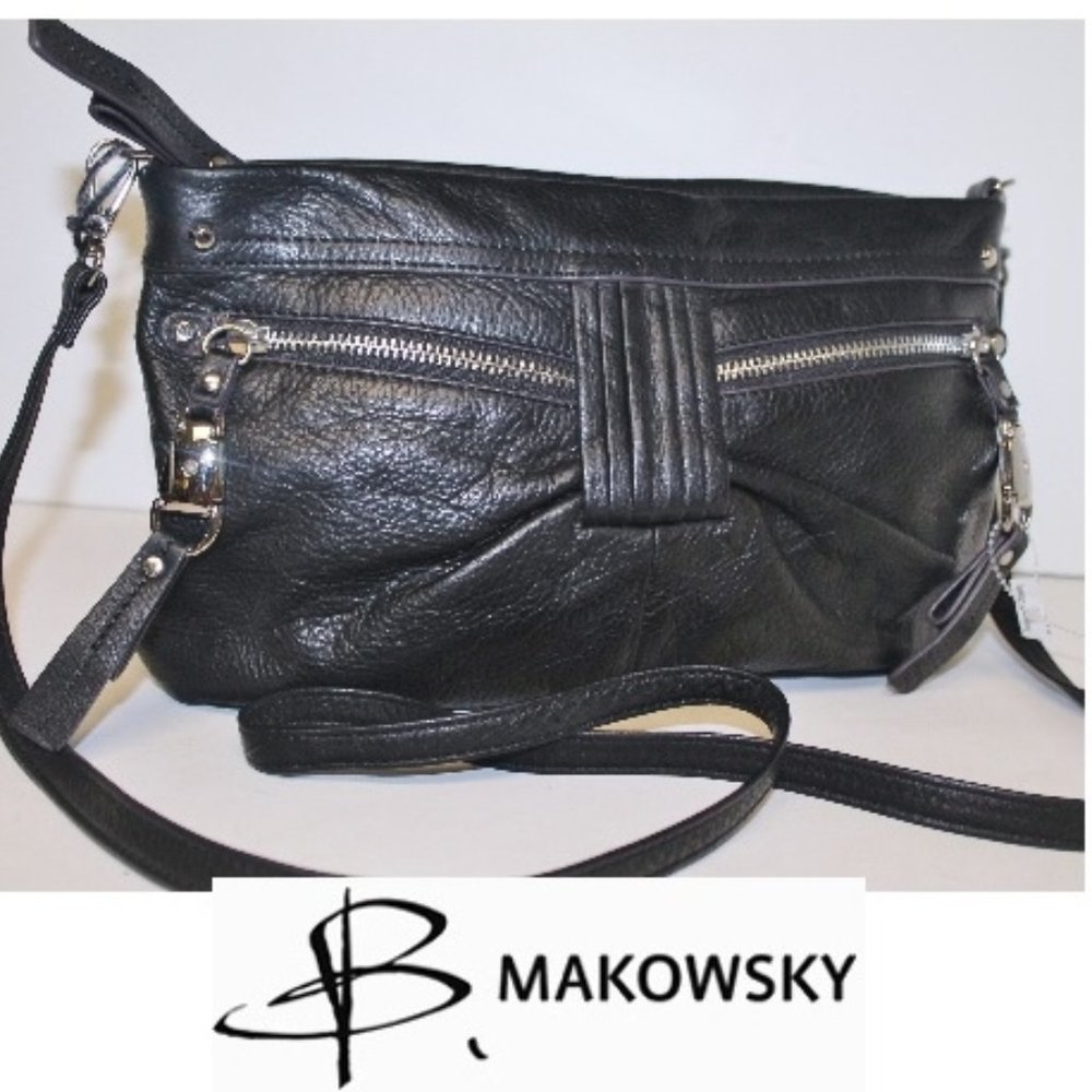 New B. Makowsky Pleated "Bow" Crossbody Bag
